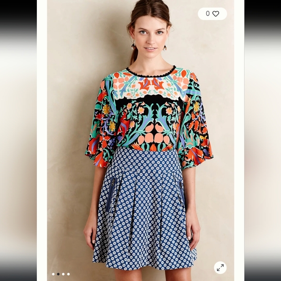Anthropologie Tops - Anthropologie Maeve Silk Floral Folkart Kimono Top